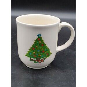 Mount Clemens Pottery Ceramic Coffee Mug Cup Christmas Tree Design Vintage USA